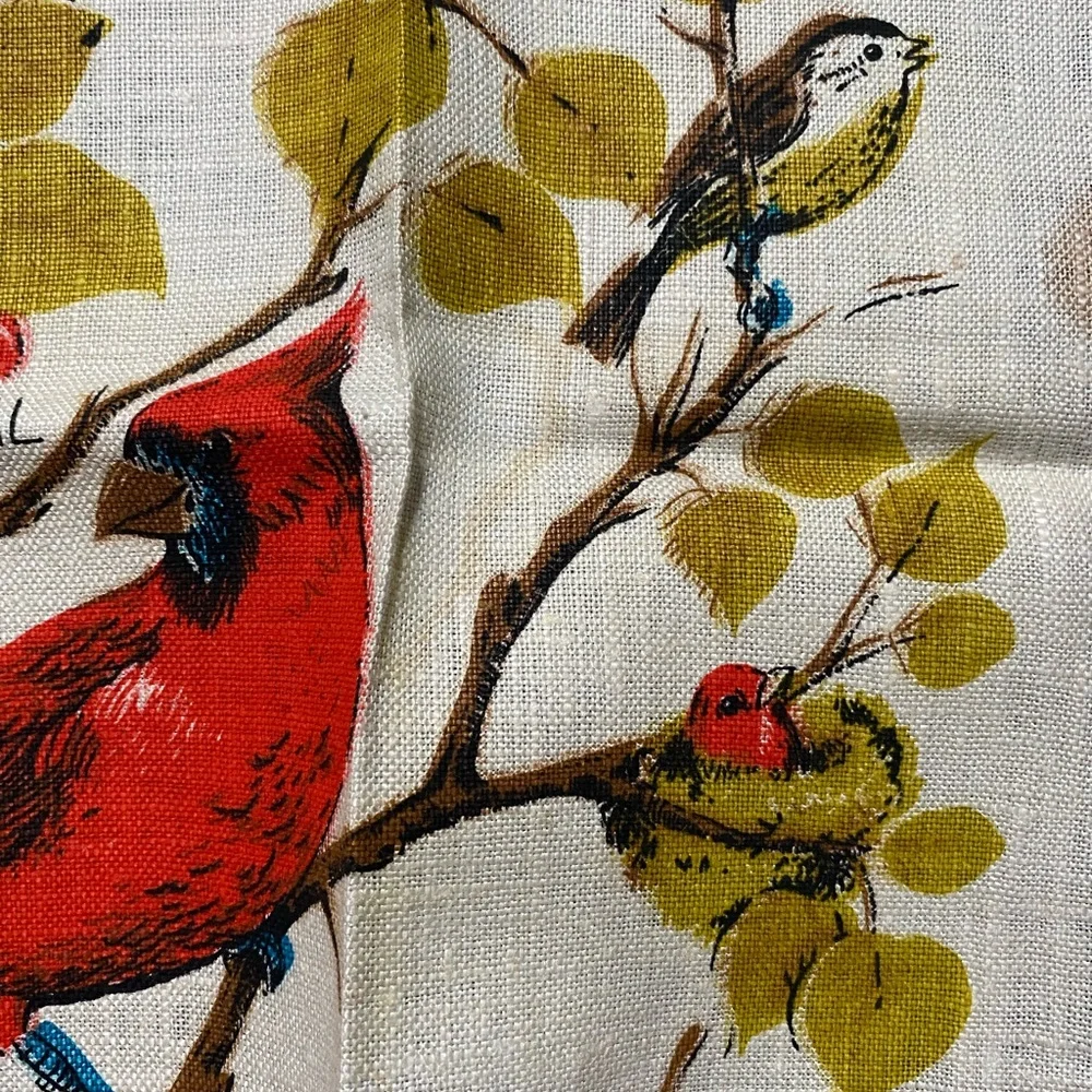 Vintage pure linen hand towels birds